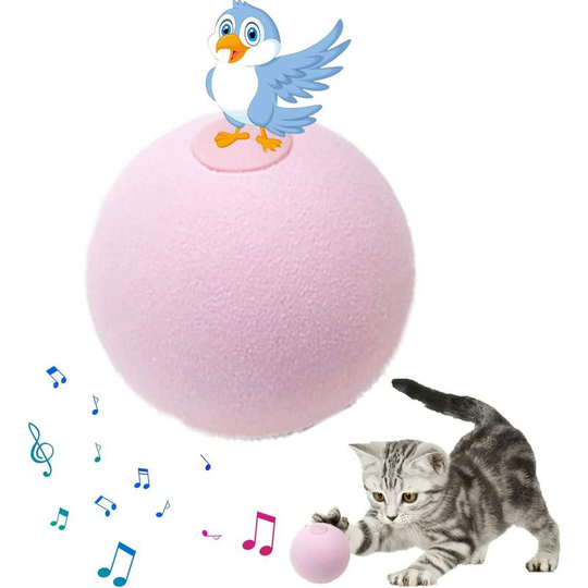 Litzee - Interactive Cat Toy, with Cries of Birds, Frogs and Crickets, Plush Cat Balls Chase (Bald Blue (Cricket Sound))