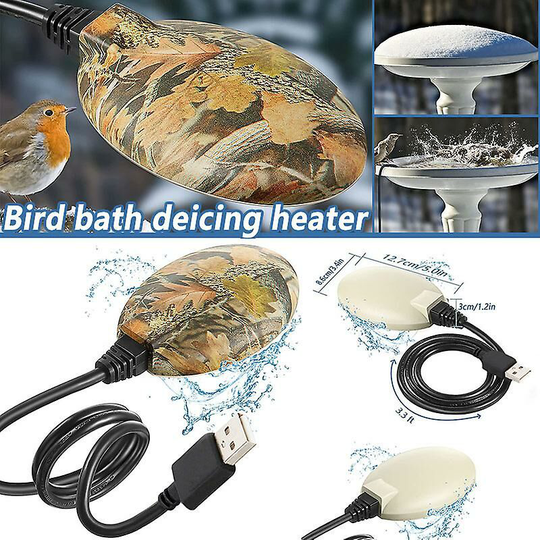 New Bird Bath De-icer Heater Automatic Thermostatically Controlled Birdbath Deicer Water For Garden Lawn Patio Fountains,White