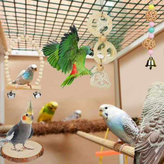 8 Pack Bird Chew Toys, Parrot Toys, Cage Toy for Parakeets, Cockatiels, Conures, Lovebirds, Cockatoos, Macaws, Finches, Small Pet
