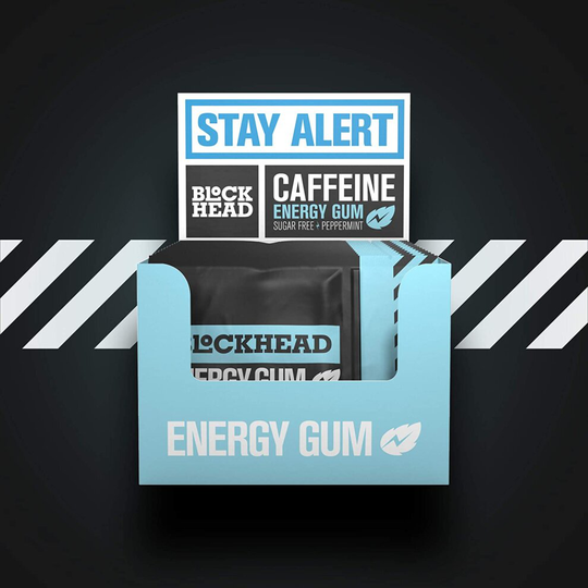 Blockhead Energy Gum Peppermint 120 Pieces | Caffeine Chewing Gum with Vitamins B1, B6 & B12 and Ginseng | Sugar-Free | Calorie-Free