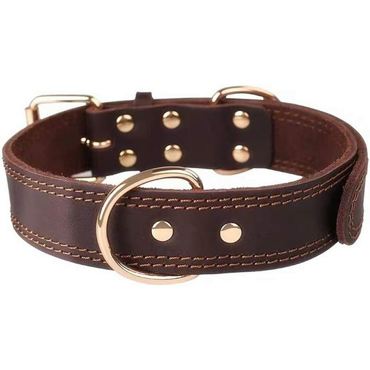 Personalized Leather Dog Collar with Nameplate ID Tag / Soft Touch Resistant Leather(S)30CM-40CM