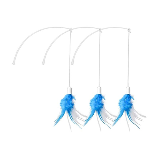 3pcs Interactive Cat Toys Indoor Feather Replacement Pen Toys with Plastic Rod, Elastic Cord