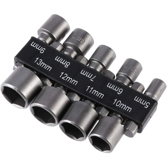 Pieces 5-13mm Imperial Socket Drill Bit Set with Impact Nut for 1/4' Hex Shank Drill