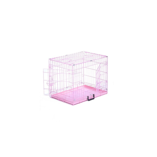 (Small, Pink) Dog Cage - Blue / Pink