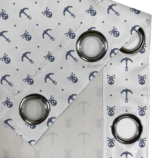 Vidal Marine Anchors And Skulls Crossed Bones Dots Pirate Eyelet Room Darkening Thermal Curtains