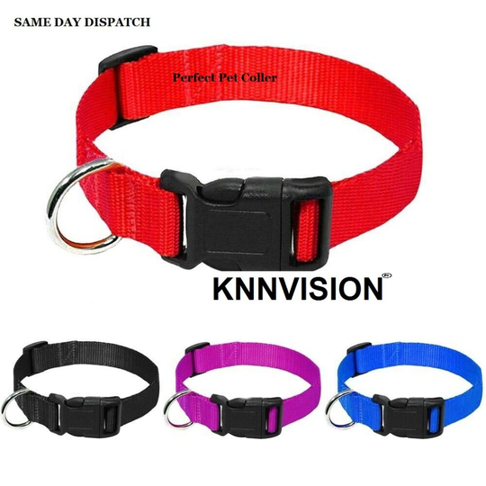 (Black, S) Dog Puppy Collar Nylon Adjustable Collars 4 colour