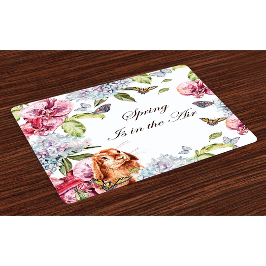 Gatto Nature Rabbits Flowers Placemat