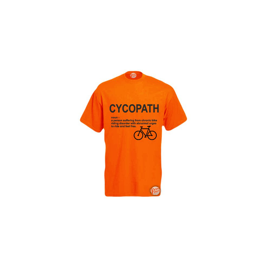 (Large, Orange) Cycopath Definition! Mens Unisex Funny T-Shirt. Retro Tee