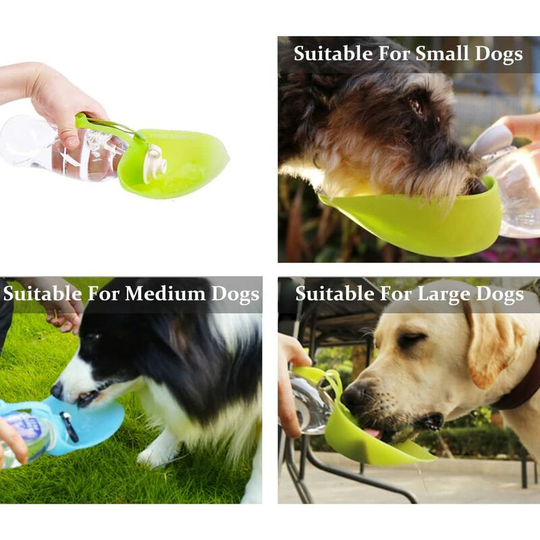 Muff - 1PCs Portable Dog Water Bottle in Silicone Pet Water Bottles Foldable for Travel Walking Hiking (Green)