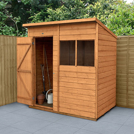 Wooden 6ft x 4ft Shiplap Pent Dip Treated Garden Shed - Waterproof Outdoor Storage