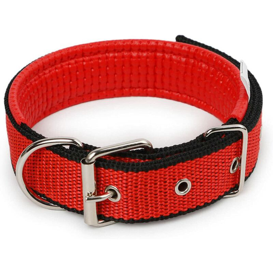 Pet Nylon Comfort Collar for Small and Large Dogs Pet Collars Pet Supply-Red Black,S(Size: 1.5 x 45cm)