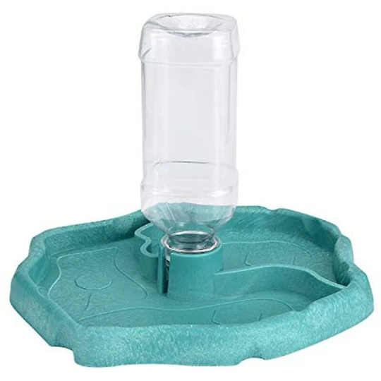 1 Reptile Water Dispenser, 2 in 1 Spill Proof Bowl, Gecko Turtle Plastic Bowl (Lake Blue)
