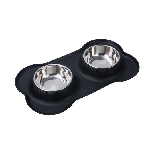 Dog Bowls Double Non-Slip Stainless Steel Bowl with Spill-Proof Silicone Tray for Cats Dogs Puppies Water Feeding