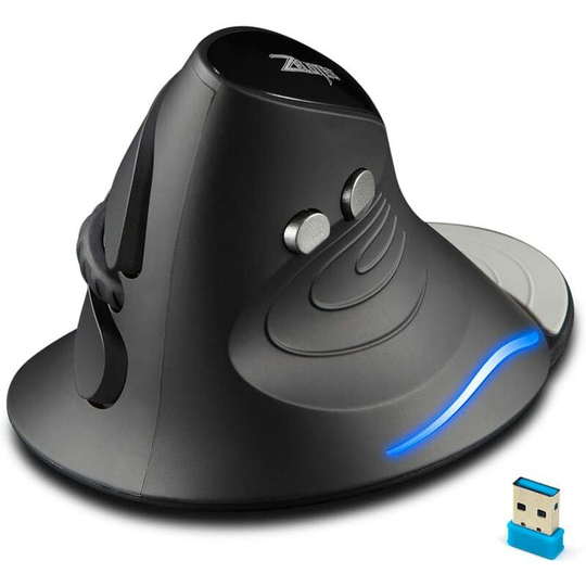 Deckon - Wireless Mouse, 2.4GHz Ergonomic Vertical Mouse with Nano-Receiver, Detachable Wrist Rest, Adjustable dpi, for Desktop, pc, Laptop