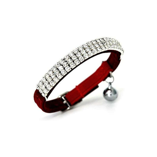 Soft Velvet Adjustable Collar with Secure Cat with Bells, 11 inch for Small Dogs and Cats Soekavia