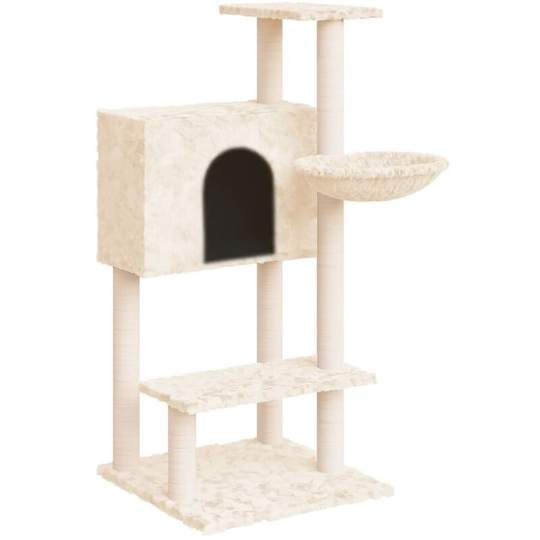 Cat Tree with Sisal Scratching Posts Cream 108.5 cm Vidaxl Cream
