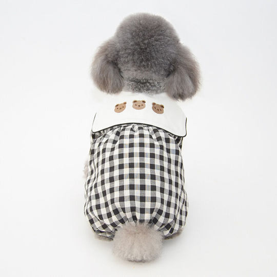 Puppy clothes dog four-legged clothes pet four-legged clothes Teddy Pomeroy vip clothes three bear plaid four-legged clothes - black grid (m) back
