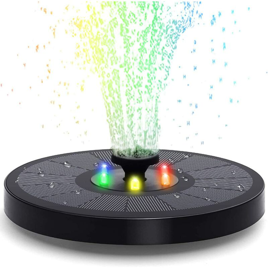 Solar Fountain Floating Pump with Floating led with 6 Fountains Water Style 4 in 1 Floating Freestanding Pump for Bird Pond, Aquarium, Pond, Garden
