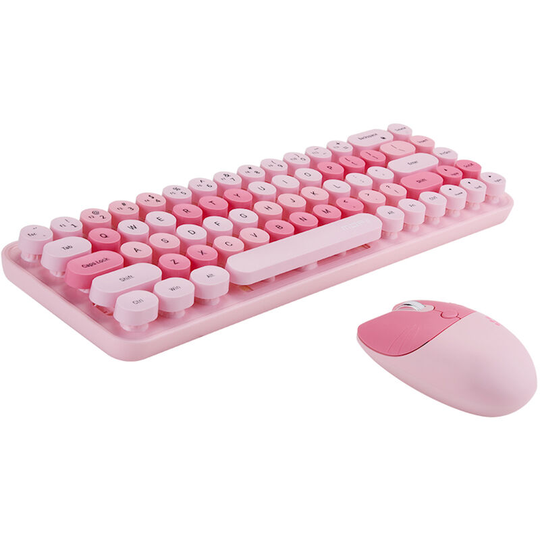 Mofii 2.4G Wireless Keyboard Mouse Combo 68 Keys Wireless Keyboard Ergonomic Mouse 3-gear Adjustable DPI Pink,Pink - Pink