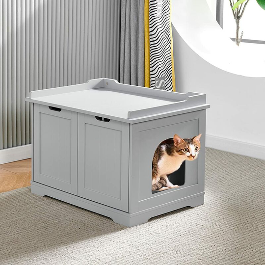 Wooden Cat Litter Box Enclosure Pet Hideout Sanctuary Puppy Condo Indoor Sleeping Nesting, Kitten Shelter Shade Hide House Dog Kennel Hide Hut for
