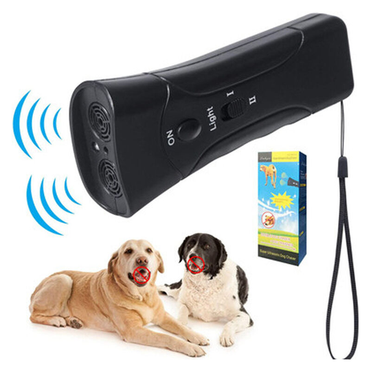 Pet Dog Repeller 3 in 1 Pet Dog Training Ultrasonic Equipment Anti Barking Stop Barking Living Room With led Flashlight Black