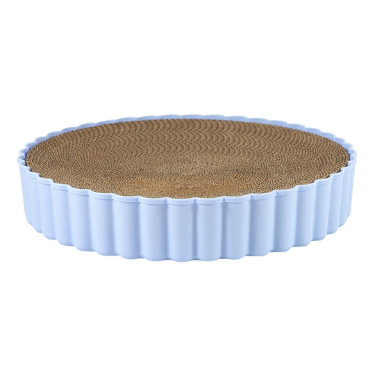 Cat Toy, Round Corrugated Cardboard Scratching Board, Cat Scratching and Scratching Supplies, Cat Litter (Blue, 31*31*6cm)
