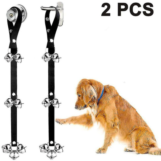 2Pcs 7 Count Bells Adjustable Dog Bells For Dog Training & Training Clicker Silver