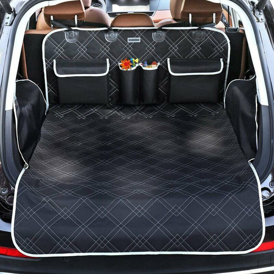 Bearsu - Universal Dog Car Trunk Protector, 2 Large Pockets, Waterproof & Non-Slip, 185 x 105 cm Trunk Cover for Most Cars, Gray -