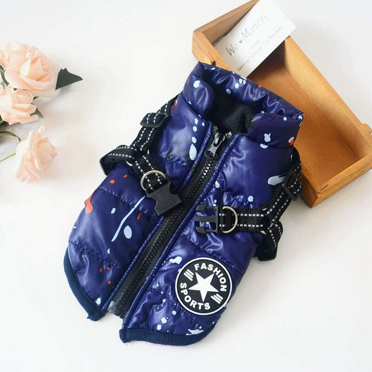 Dog Cat Clothes Jacket Coat With Safety Harness Fits Small Chihuahua Dog Clothes Blue s