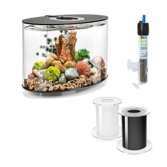 Biorb - Loop 15L Black Aquarium With mcr Led Lighting and Heater Pack and 105 Stand