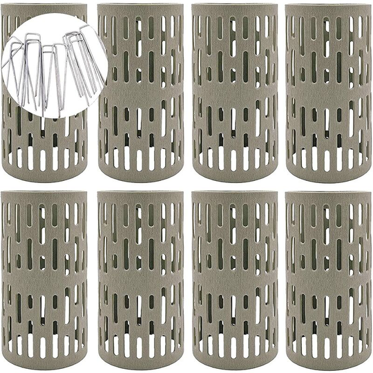 Joorrt - Pack of 8 Plants and Tree Trunk Protectors, 20 cm Plastic Tree Protectors, Expandable Tree Bark Protection with Integrated Locking Hooks for