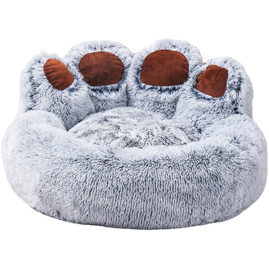 Plush Dog Bed Bear Paw Shape Pet Bed for Cats and Dogs Cute Soft Dog Basket, Grey xl - Grey xl