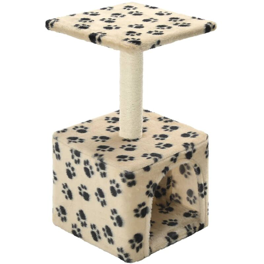 Cat Tree with Sisal Scratching Post 55 cm Beige Paw Print Vidaxl Beige