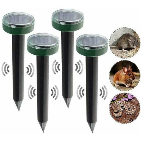 4pcs Mole Rat Repellent Solar Ultrasonic Pest Repeller Garden Pest Repeller - Flkwoh