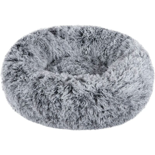 Warm pet bed, hug dog kennel, soft puppy sofa, round bed cat and dog sleeping mat XH062 (diameter: 60cm, gradient gray)