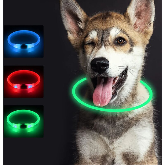 Led Light Up Dog Collar, Rechargeable and Adjustable Light Up Dog Collar with 3 Light Modes, Safe for Small, Medium and Large Dogs at Night, Green