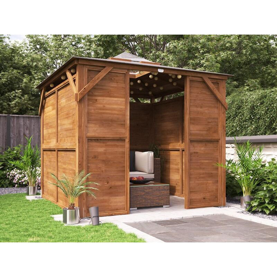 Dunsterhouseltd - Wooden Gazebo with Sides Erin 2.5m x 2.5m - Solid Wall Panels and Front Panel Garden Shelter Pressure Treated Hot Tub Pavilion with