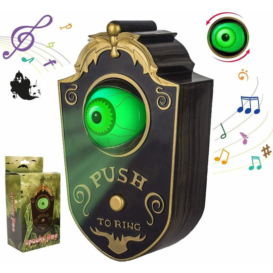 vivid Halloween Decoration, Doorbell, Haunted Doorbell Animated Eyeball Halloween Decor with Spooky Sounds, Trick or Treat Event for Kids, Haunted