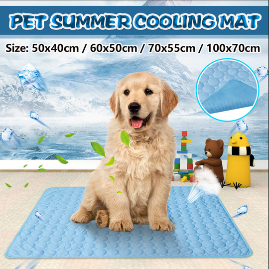 4 Sizes Cooling Mat For Dog Cat Pet Self-Cooling Cushion Pad Warm Summer Bed Blue (Blue, s 50x40cm)