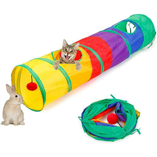Foldable Cat Toy Tunnel Rainbow Splice cat tunnel for most indoor and outdoor cat hiding, training and running with fun