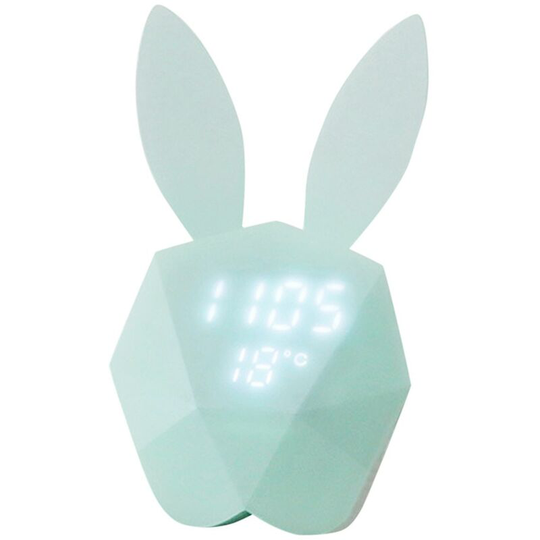 Rabbit Model Alarm Clock Smart Voice Control usb Charging Small Light Blue