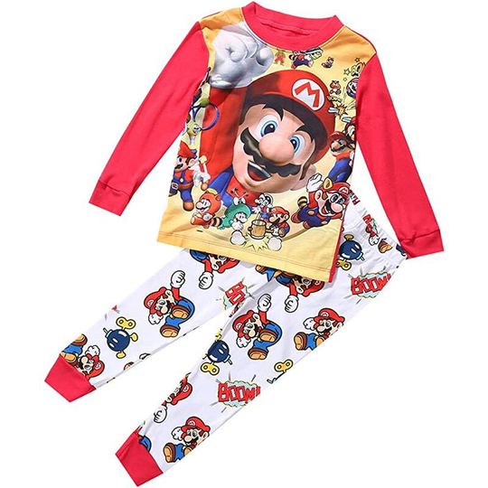 Cartoon Super Mario Baby Kids Girls Boys Casual Clothing Sets Sleepwear Pajamas Baby Kids Girls Boys Clothes Set 7Y