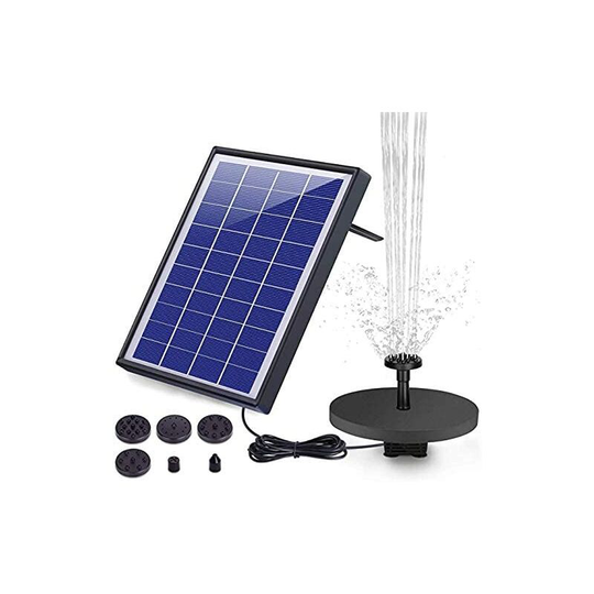 6.5W Outdoor Solar Fountain, Solar Pond Pump with Battery and 6 Nozzles, for Bird Bath Aquarium Garden Fountain