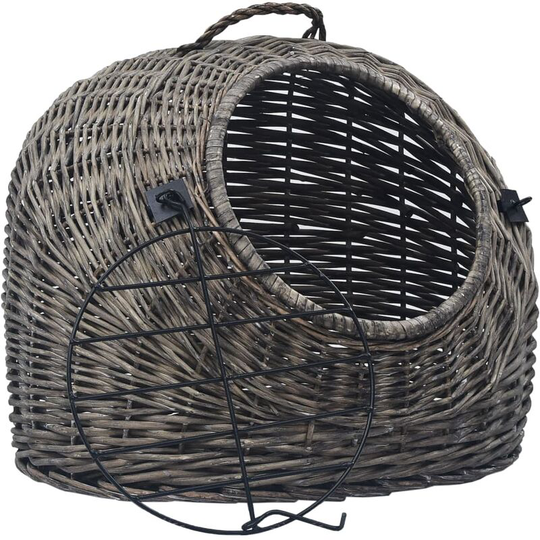 Cat Transporter Grey 45x35x35 cm Natural Willow Vidaxl Grey