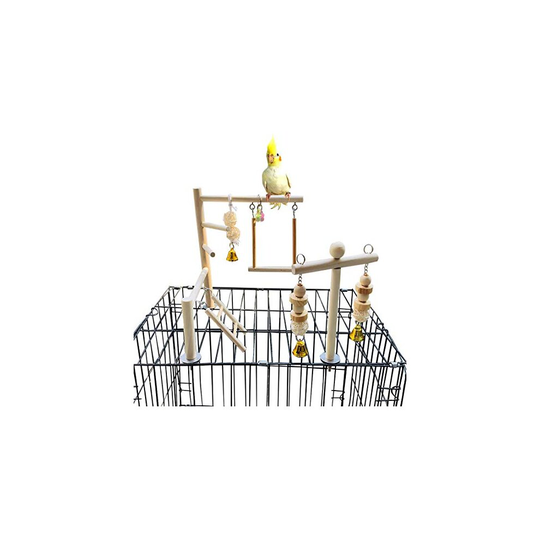 PINVNBY Bird Playground Parrot Play Gym Parakeet Cage Play Stand Wooden Perches Playpen Ladders Conure Chewing Climbing Swing Toy Birdcage Access