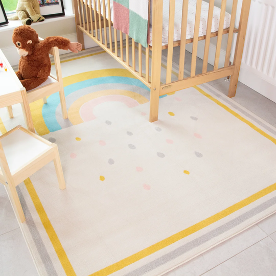 Markesan Kids Rainbow Tufted Sheepskin Cream/Yellow Rug