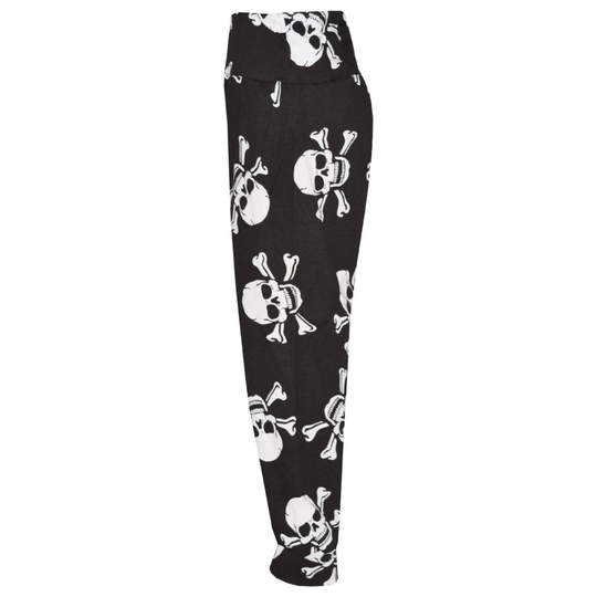 (4-5 Years, Skull & Cross Bones Print) Kids Girls Ali Baba Harem Trouser Plain Color Fashion Trendy Leggings 2-13 Years