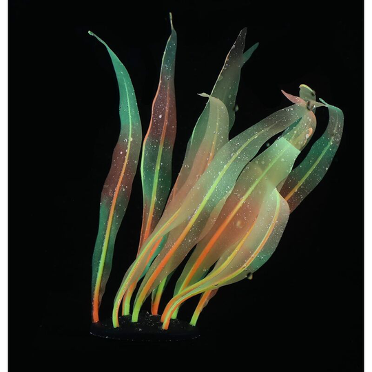 Artificial Silicone Ornament Seaweed Decorative Glow Effect for Fish Tank, Pink/Yellow