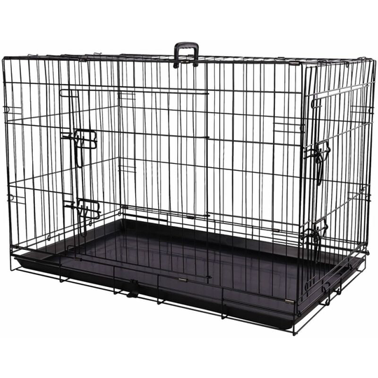 Pet Wire Cage with Sliding Door Mezo l 56x92x64 cm Black Flamingo Black