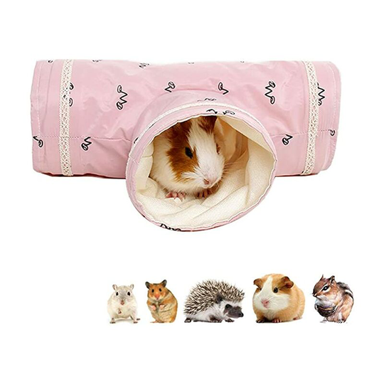 Guinea Pig Tunnels and Tubes, Guinea Pig Hideaway Play Toy, Tunnel for Hedgehog, Hamster, Mice, Rats, Gerbil Rat, Squirrel (Pink)